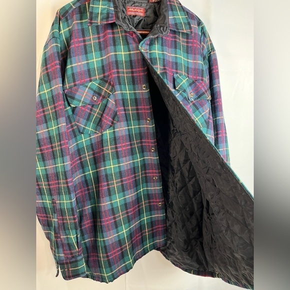 Vintage Allen Winfield Mens Button Up Tartan Plaid Wool Blend Shacket Quilted 3X - Picture 3 of 11